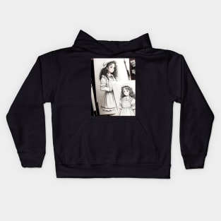 Pencil drawing. Portrait of a young lady Kids Hoodie